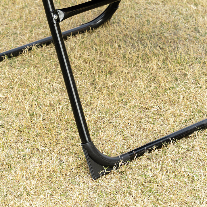 MCL Set of 2 Portable Folding Recliner Metal Outdoor Patio Chaise Lounge Chairs with Adjustable Backrest, Black