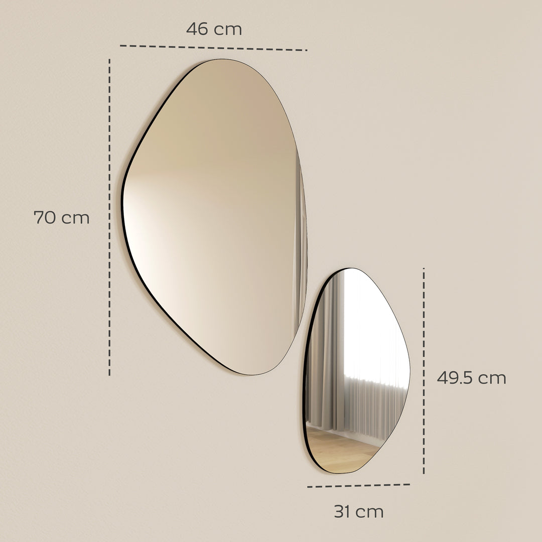 Set of 2 Pebble-Shaped Wall Mirror