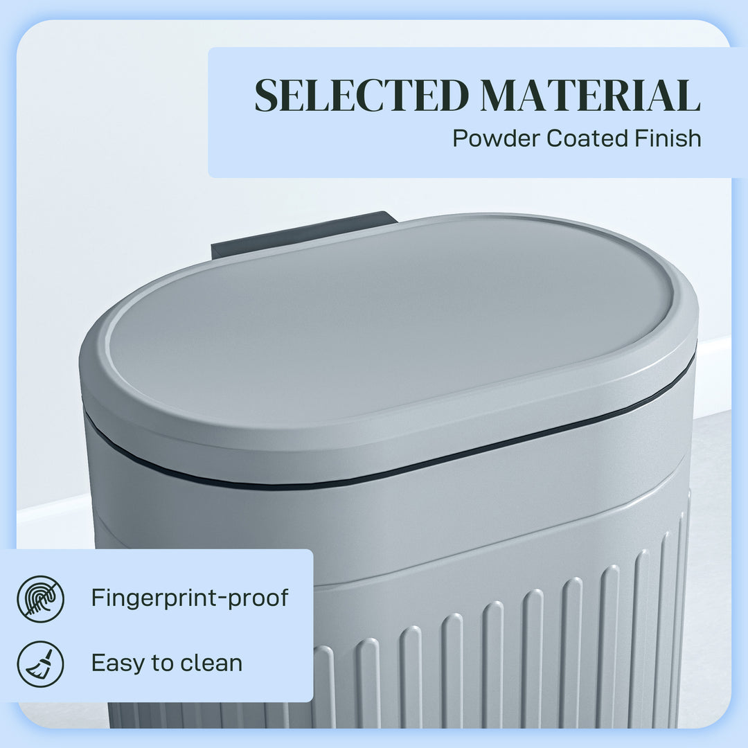 HOMCOM 20 Litre Pedal Bin, Fingerprint Proof Kitchen Bin with Soft-close Lid, Metal Rubbish Bin with Foot Pedal and Removable Inner Bucket, Grey