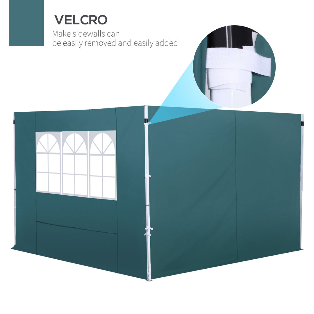 3 Meters Gazebo Replaceable Exchangeable Side Panel Wall Panels Walls With Window, Dark Green