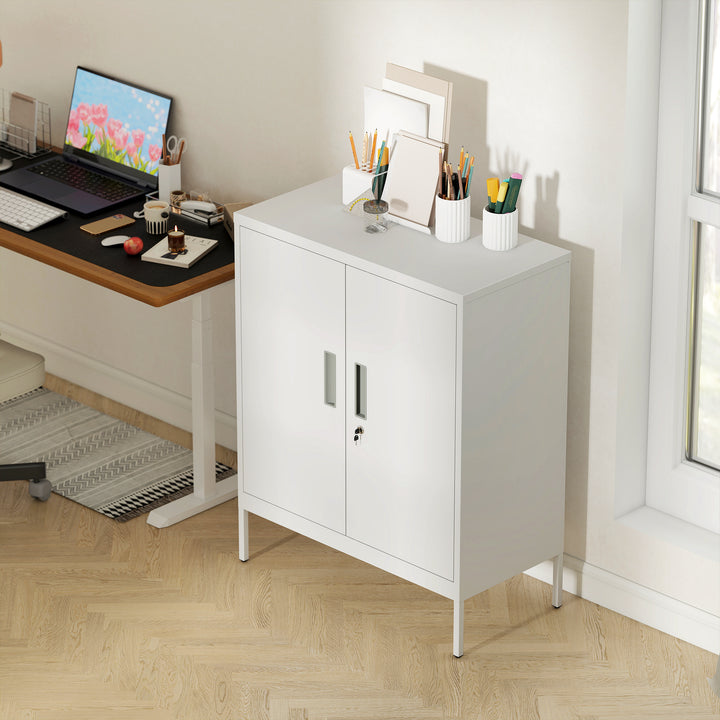 Metal Storage Cabinet with Lock and Adjustable Shelves