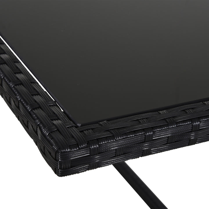 MCL 8 Seater Rattan Cube Garden Furniture Set, Rattan Dining Set with Cushions, Outdoor Dining Table and Chairs with 4 Armchairs, 4 Stools, Square Glass Top Table, Black