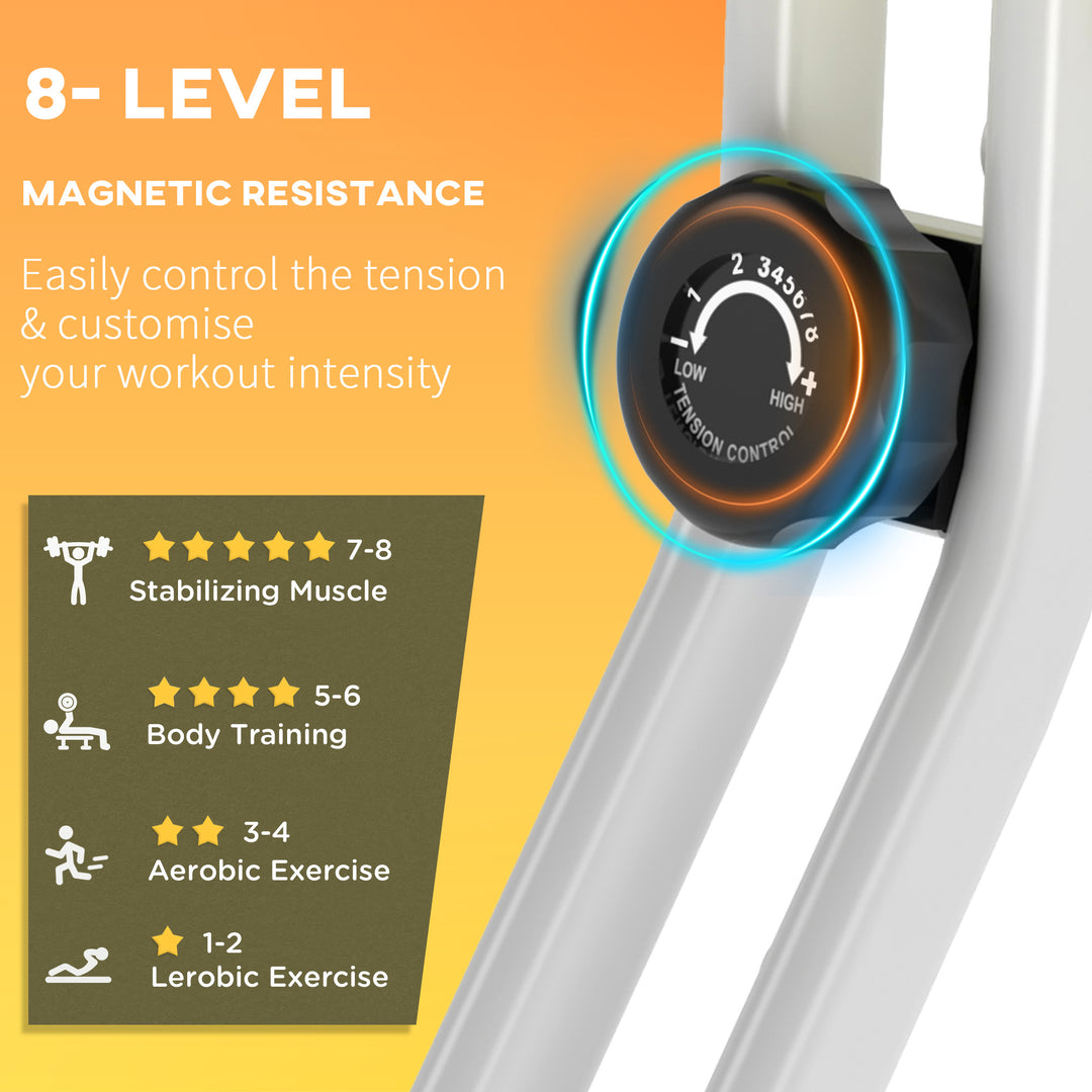 Folding Exercise Bike, Fitness Bicycle Indoor Trainer, 8-Level Magnetic Resistance Adjustable, with LCD Monitor, Pulse Sensor, Yellow