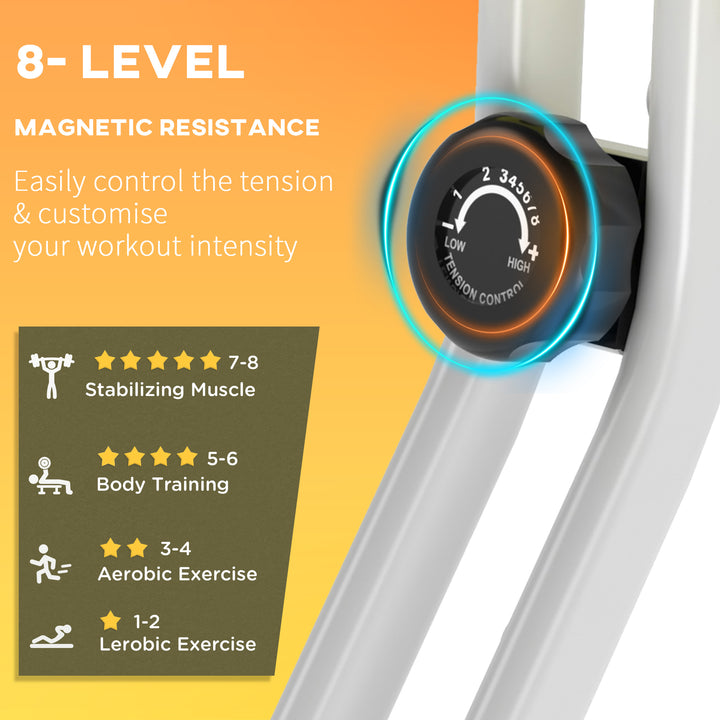 Folding Exercise Bike, Fitness Bicycle Indoor Trainer, 8-Level Magnetic Resistance Adjustable, with LCD Monitor, Pulse Sensor, Yellow