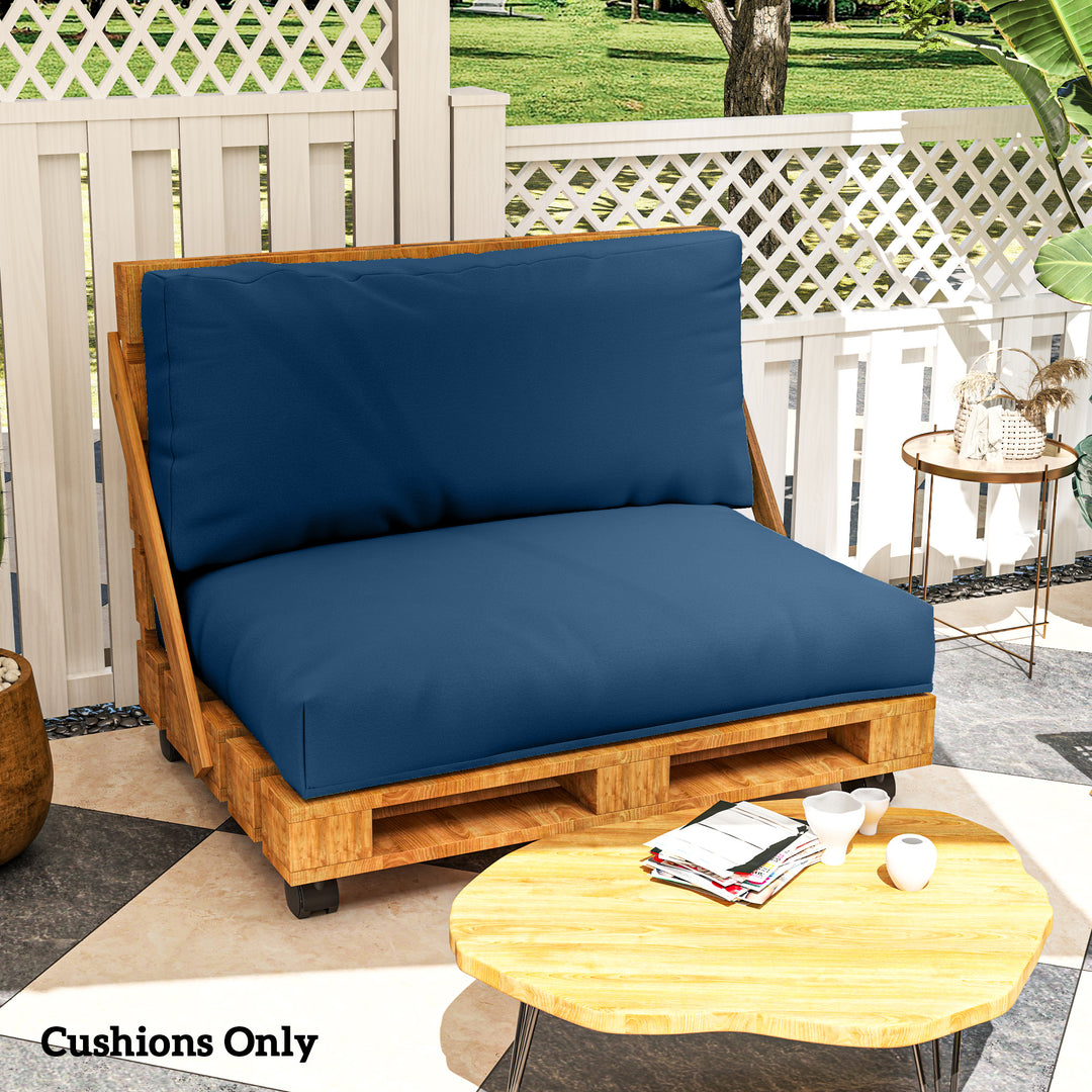 Two Piece Seat Pallet and Back Cushions - Navy Blue
