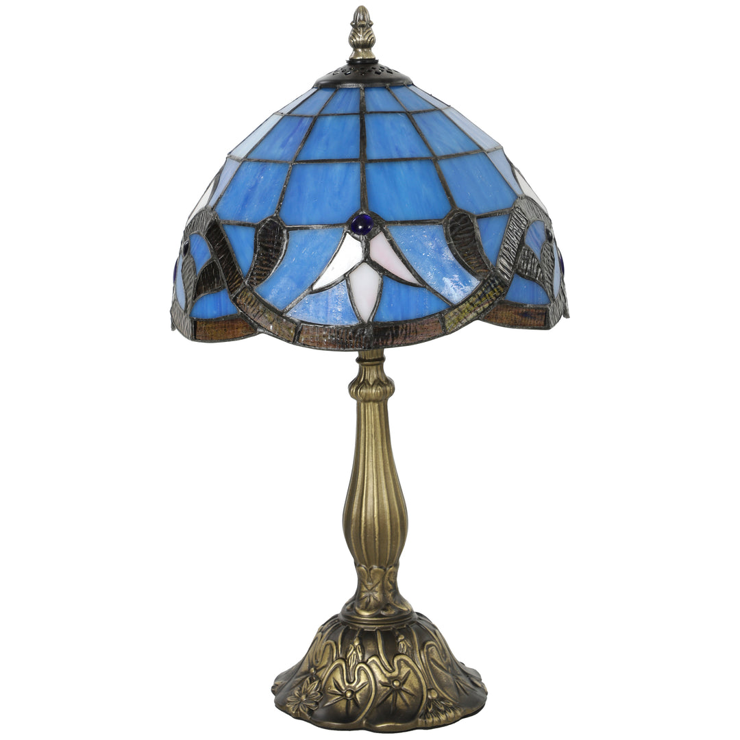 Stained Glass Table Lamp, Handmade Antique Bedside Lamp for Bedroom, Living room, Home, Nightstand, Decorative Night Light - Purple