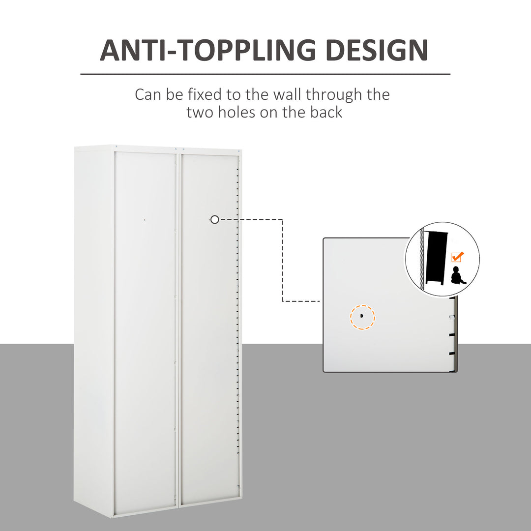 Cool Rolled Steel Tall Office Lockable Filing Cabinet 2 Doors 4 Internal Adjustable Shelves Bookcase Cabinet Storage Unit 80 L x 40 W x 184 cm