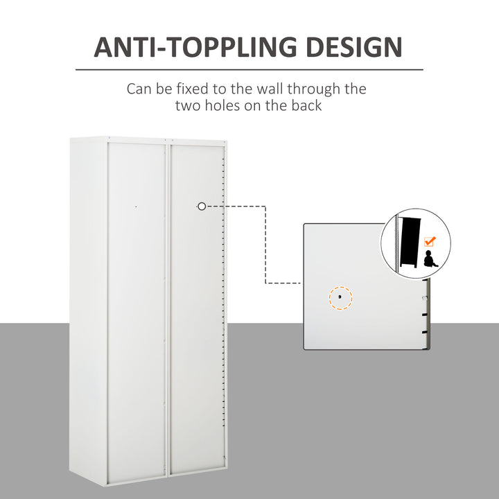 Cool Rolled Steel Tall Office Lockable Filing Cabinet 2 Doors 4 Internal Adjustable Shelves Bookcase Cabinet Storage Unit 80 L x 40 W x 184 cm