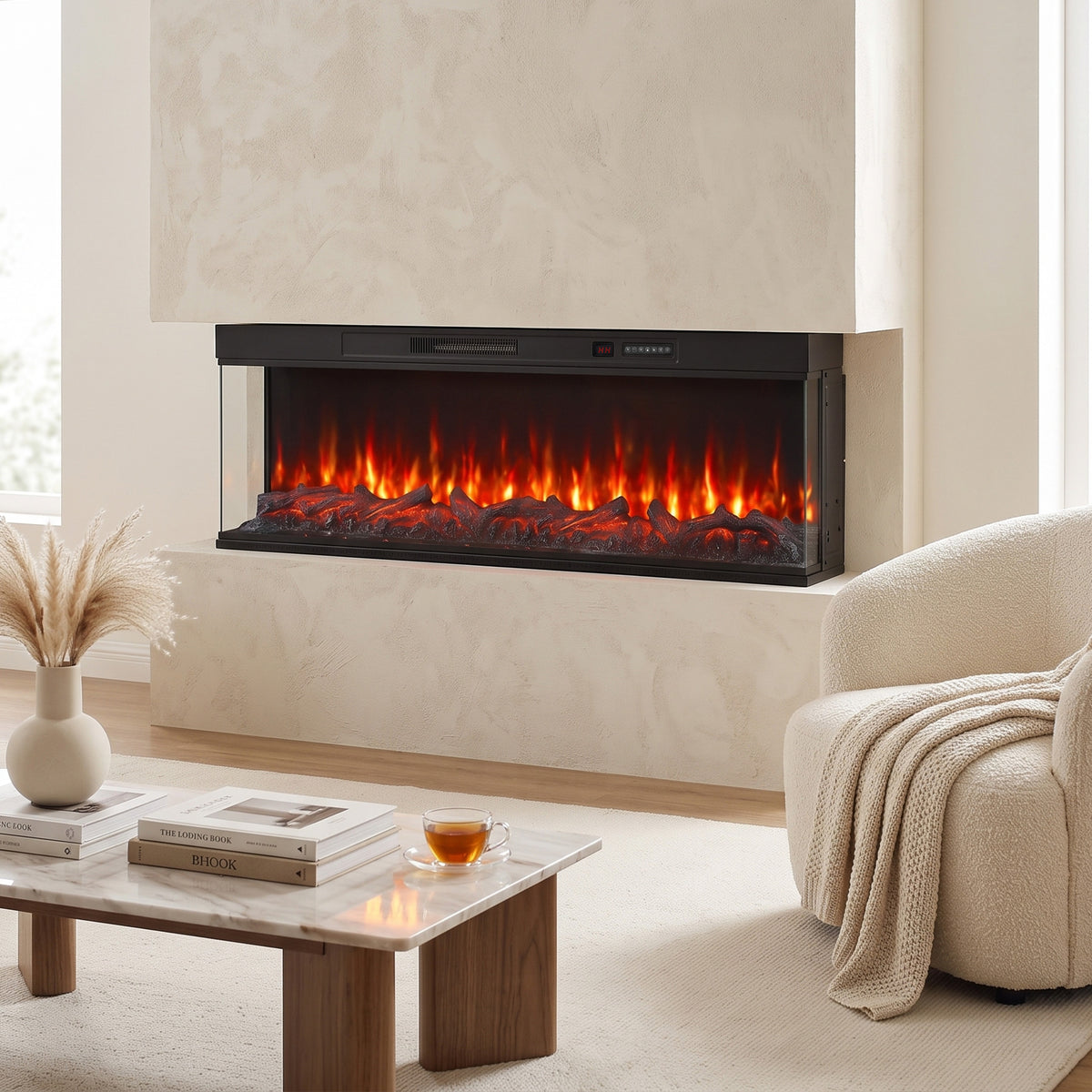 60" Electric Fireplace Insert, 3-Sided Freestanding/Wall Recessed - view 2
