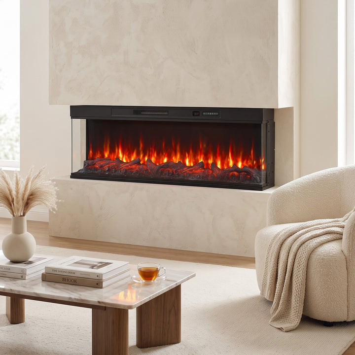 60" Electric Fireplace Insert, 3-Sided Freestanding/Wall Recessed - view 2