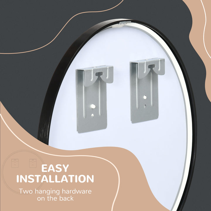 MCL Round Bathroom Mirror, Modern Wall-mounted Makeup Mirror with Aluminium Frame for Washroom Living Room, Black, 40x40 cm