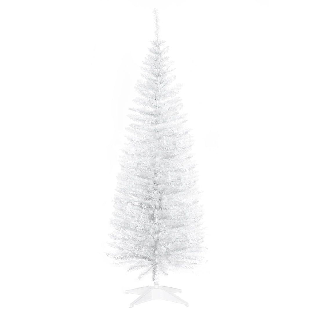 MCL 5ft Unlit Artificial Christmas Tree, Pencil Slim Xmas Tree with Solid Stand and Realistic Branches, White
