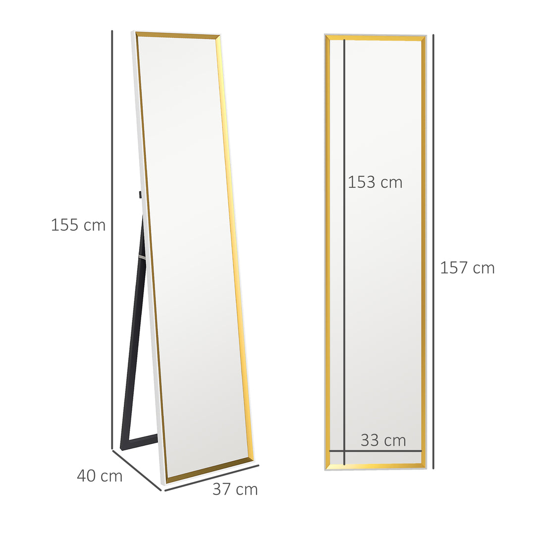 157 x 37cm Elegant Full-Length Mirror - White/Gold-Tone