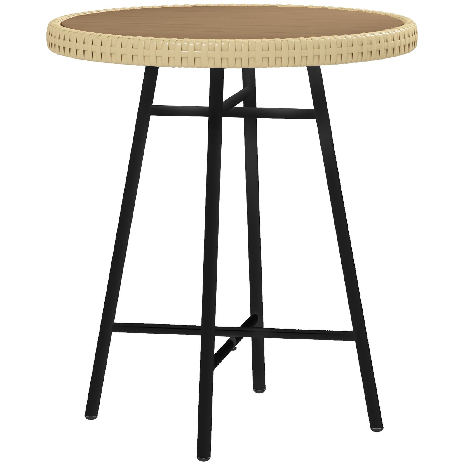 Rattan Border Outdoor Side Table - Natural Wood Finish