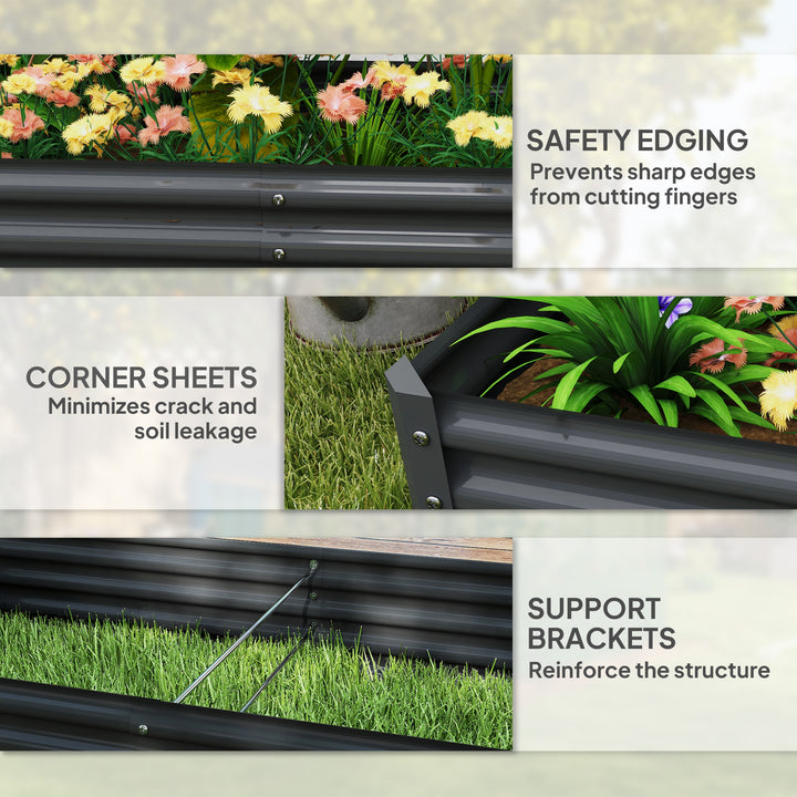 180 x 90cm Galvanised Steel Open Planter - 84H-211V00CG