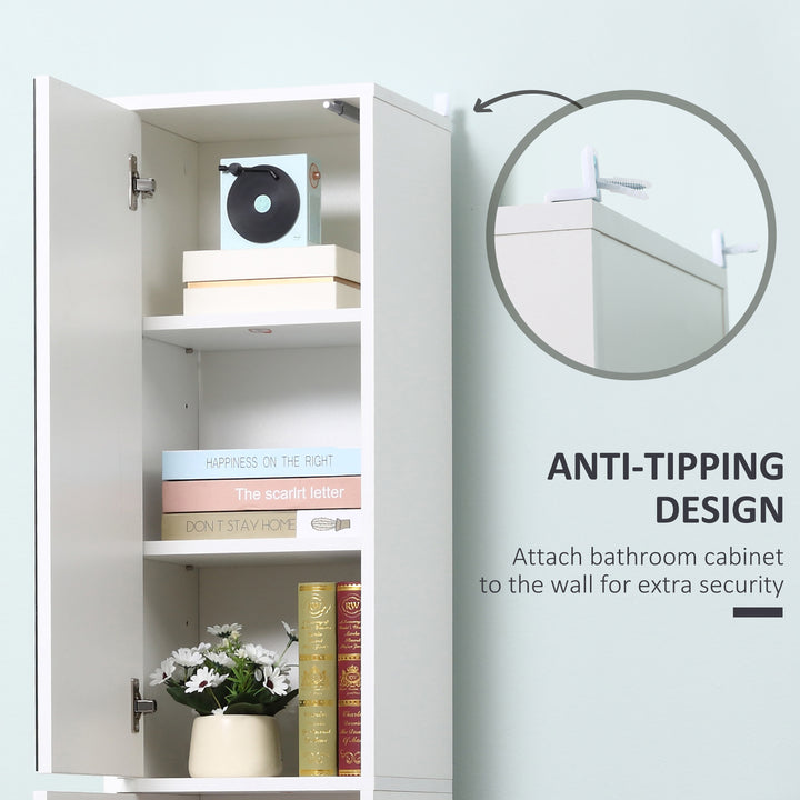 Tall Bathroom Cabinet with Mirror and Adjustable Shelf - White