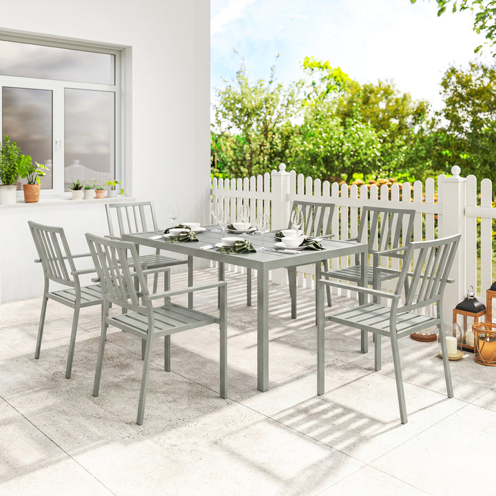 Garden Table and Chairs for 6, 7 Pieces Garden Furniture Set with Tabl