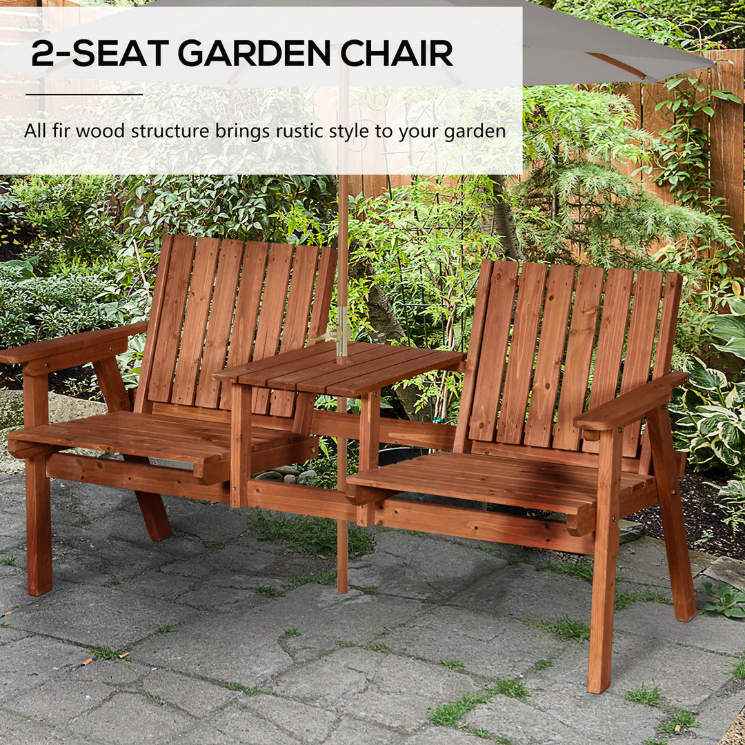 2-Seater Fir Wood Bench w/ Centre Table