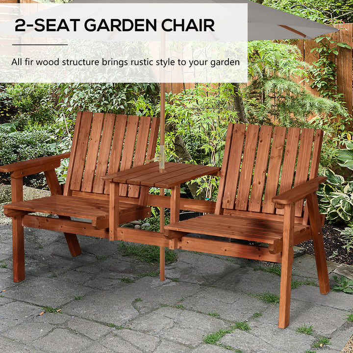2-Seater Fir Wood Bench w/ Centre Table
