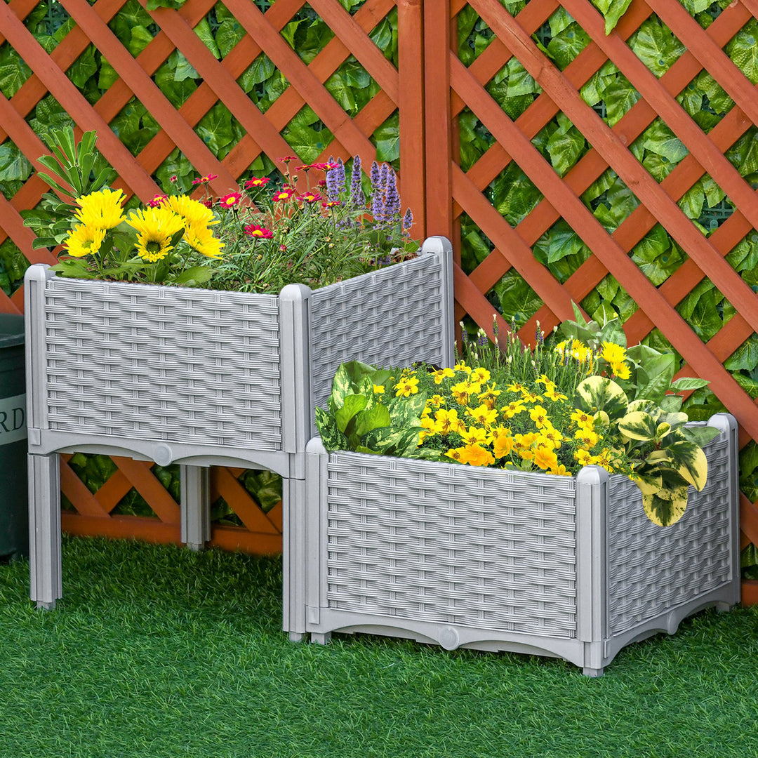 MCL Set of Two Rattan-Effect Planters - Grey