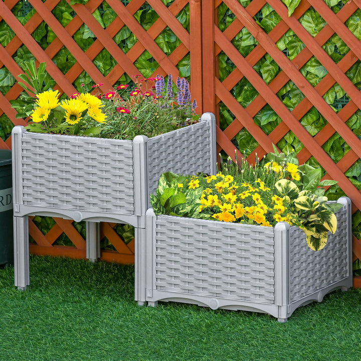 MCL Set of Two Rattan-Effect Planters - Grey