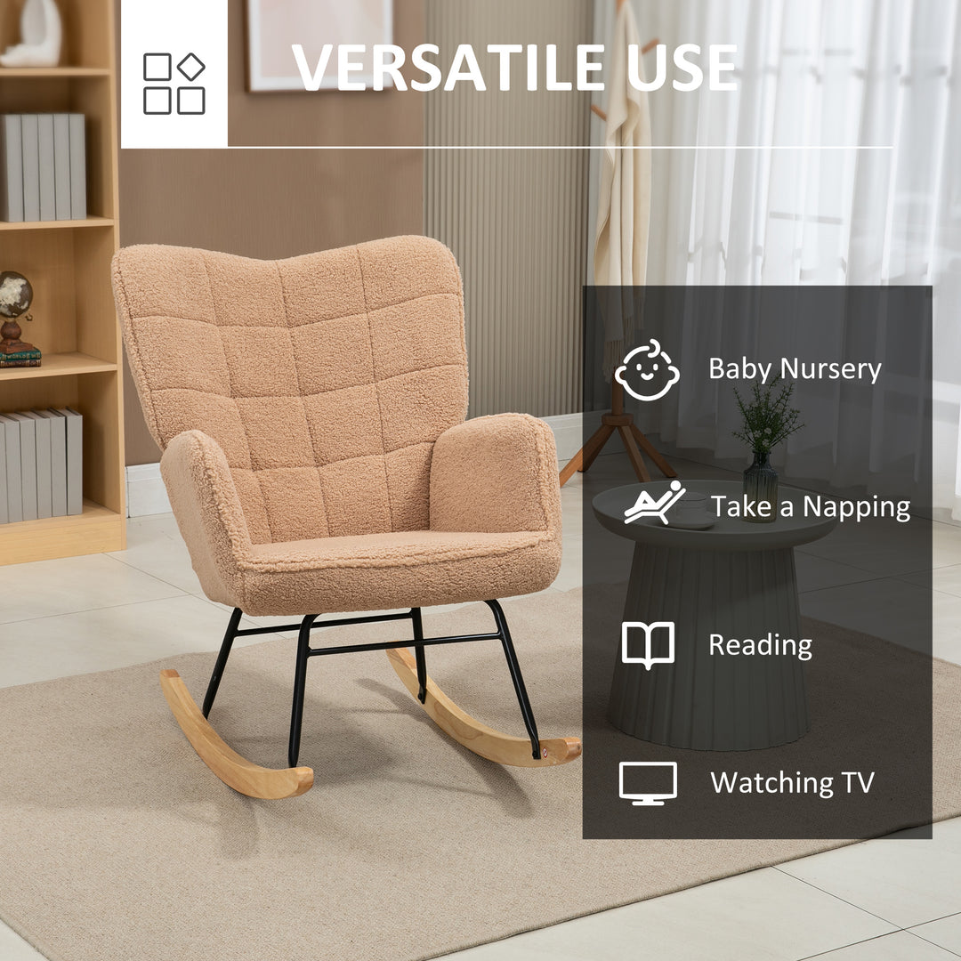 Soft Fleecey Rocking Wingback Chair - Light Brown