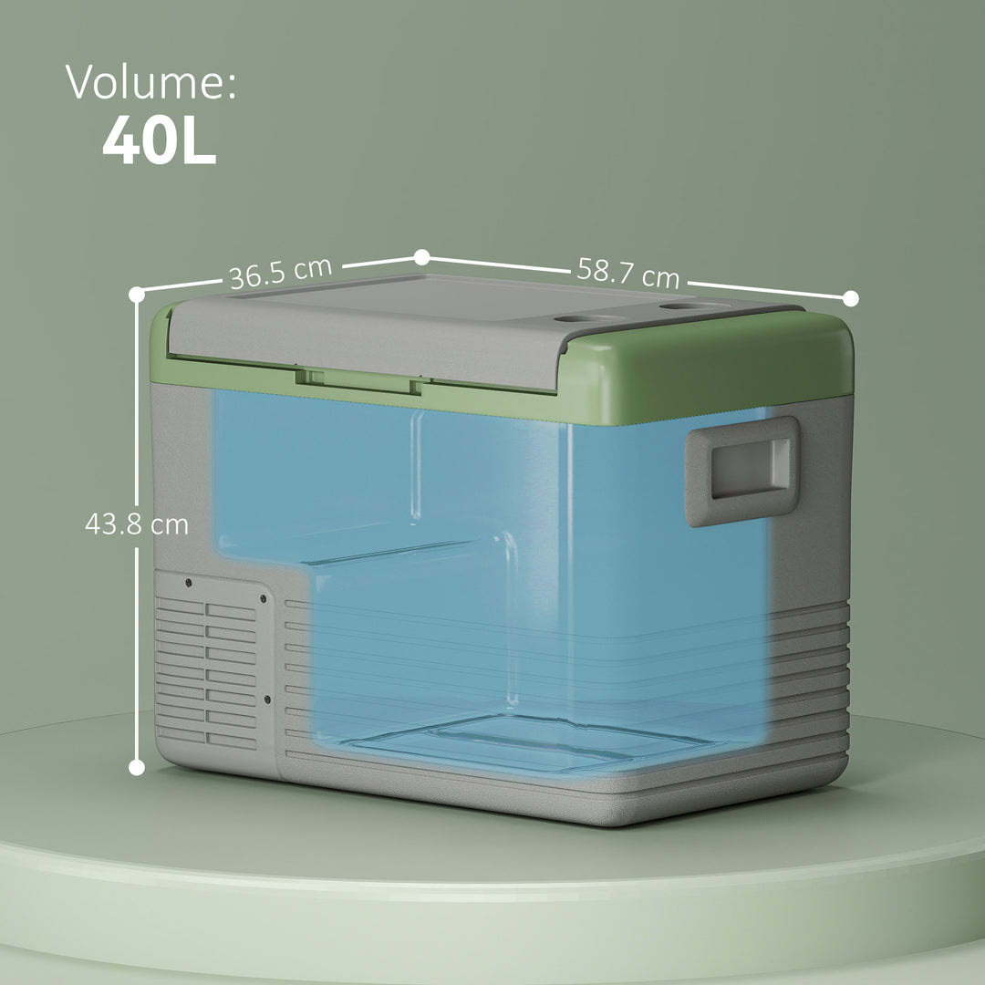 40L Portable Car Refrigerator - Light Green and Grey