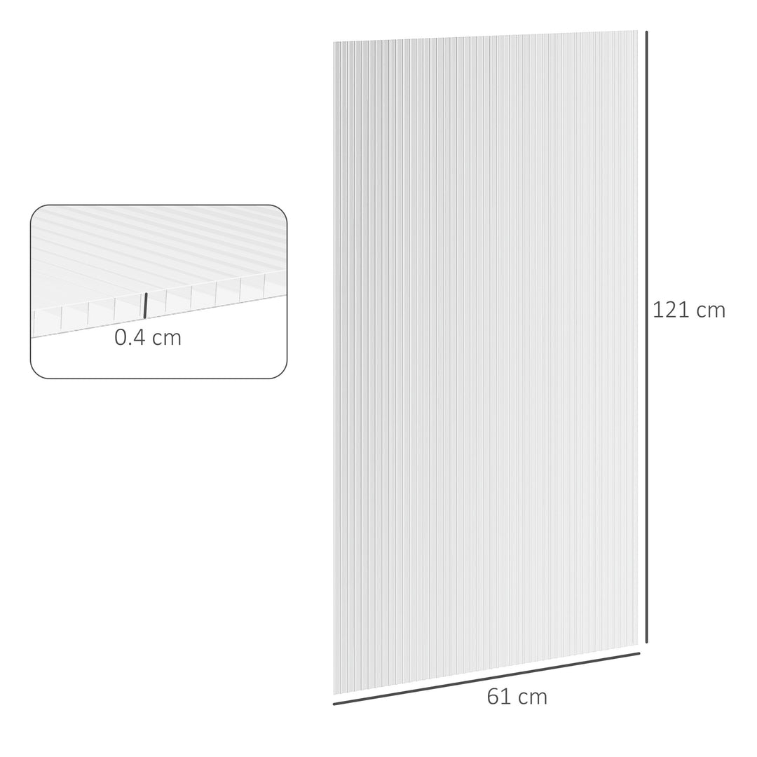 14 Pieces Polycarbonate Sheets, 121 x 61 x 0.4cm Twin-Wall Plastic Roofing Sheets, 10m² Replacement Greenhouse Panels, Waterproof and UV Protection, Clear