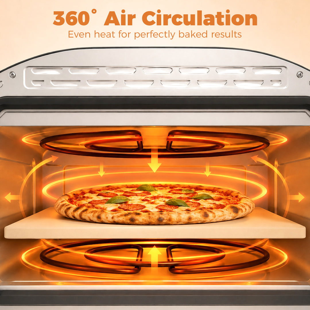 Electric Pizza Oven, Pizza Maker with 3 Knob Control and Ceramic Stone
