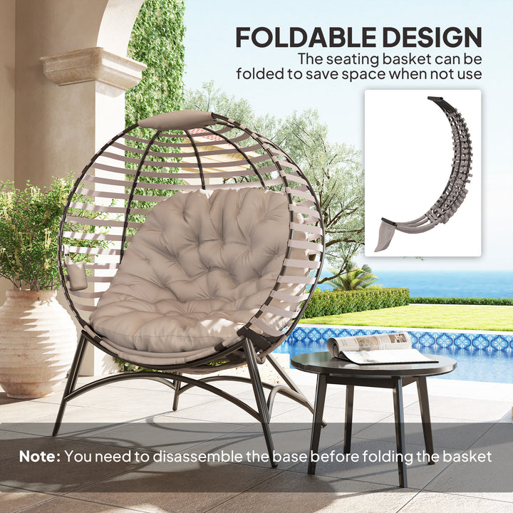 Egg Chair with Cushion & Side Pocket - Light Grey