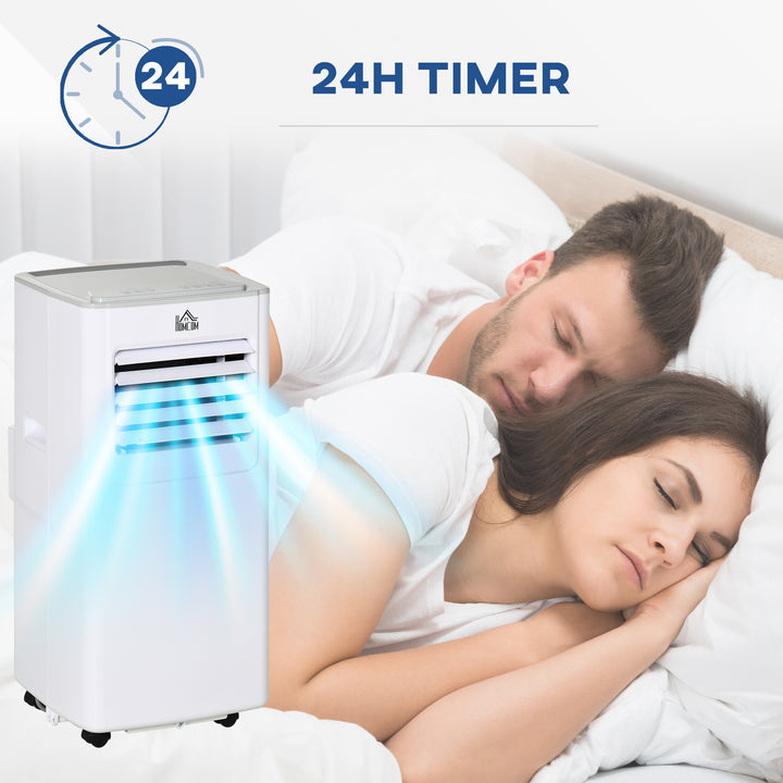 HOMCOM 7000 BTU Mobile Air Conditioner Portable AC Unit for Cooling Dehumidifying Ventilating w/ Remote Controller, LED Display for Bedroom | Aosom UK