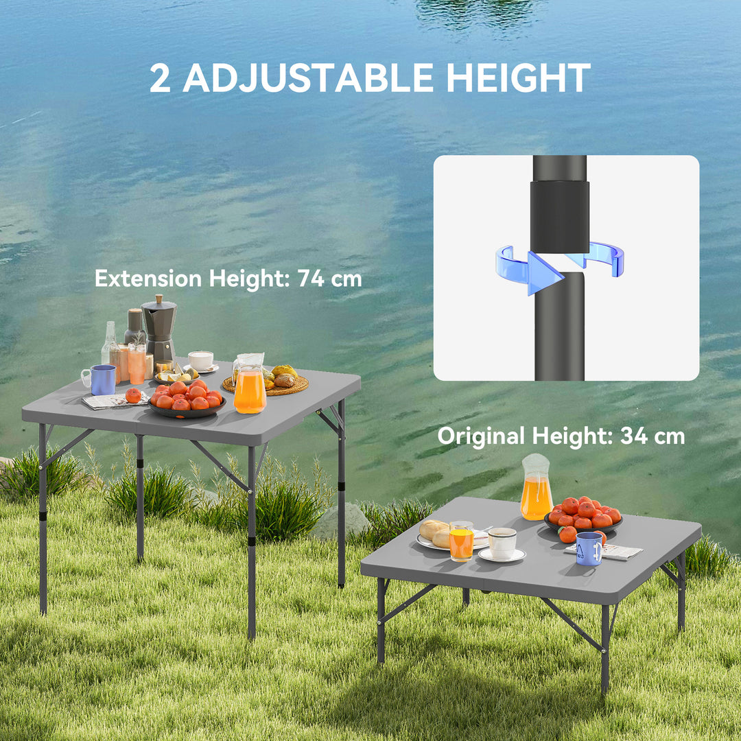 34/74cm Folding Camping Table, with Handle - Grey