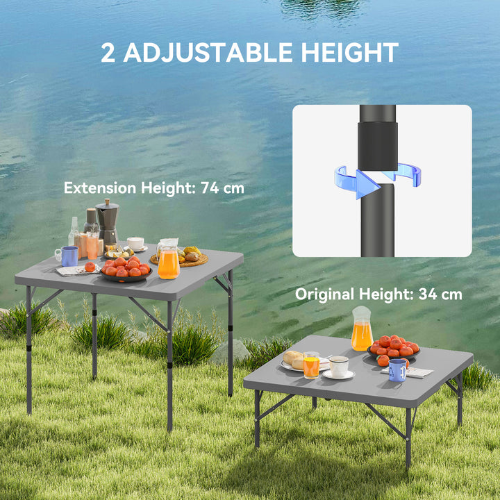 34/74cm Folding Camping Table, with Handle - Grey