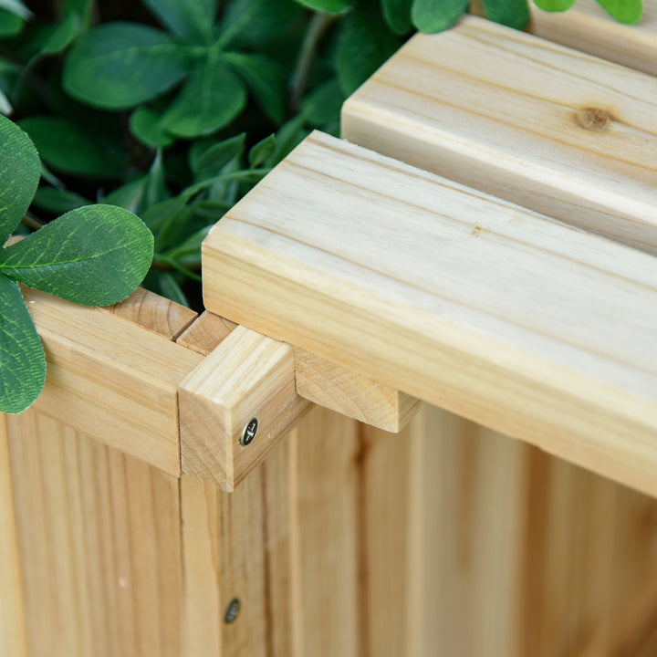 37L Wooden Garden Planter & Bench Combination Garden Raised Bed Patio Park Natural 176 x 38 x 40 cm