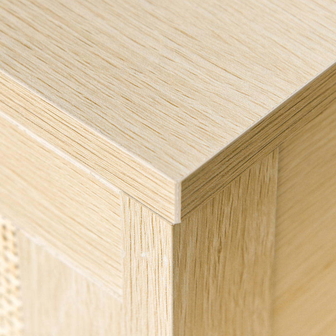 MCL Nightstand with Rattan Drawer and Storage Shelf, Bedside End Table for Bedroom, Living Room