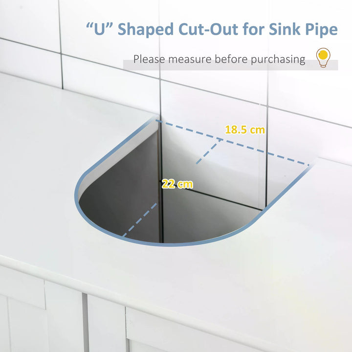 Kleankin Under-Sink Organiser: Space-Saving Storage with Adjustable Shelf, Handles & Drain Hole for Bathrooms, White | Aosom UK