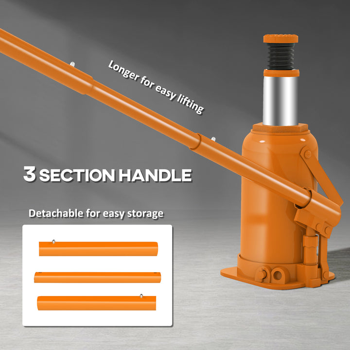 12 Tonne Hydraulic Bottle Jack with 19-37 cm Lifting Range, Heavy Duty Portable Compact Car Jack Lift with Saddle and 3 Section Handle for Pickup, Truck, Auto Repair Maintenance, Orange