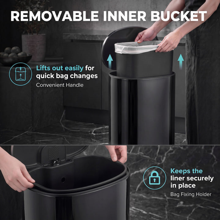 50L Kitchen Pedal Bin, Rubbish Bin with Soft-Close and Stay-Open Lid - view 5