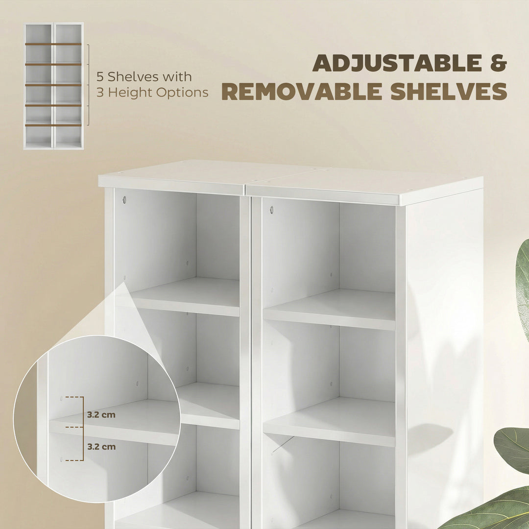 Set of 2 CD Media Display Shelf Unit Tower Rack with Adjustable Shelve