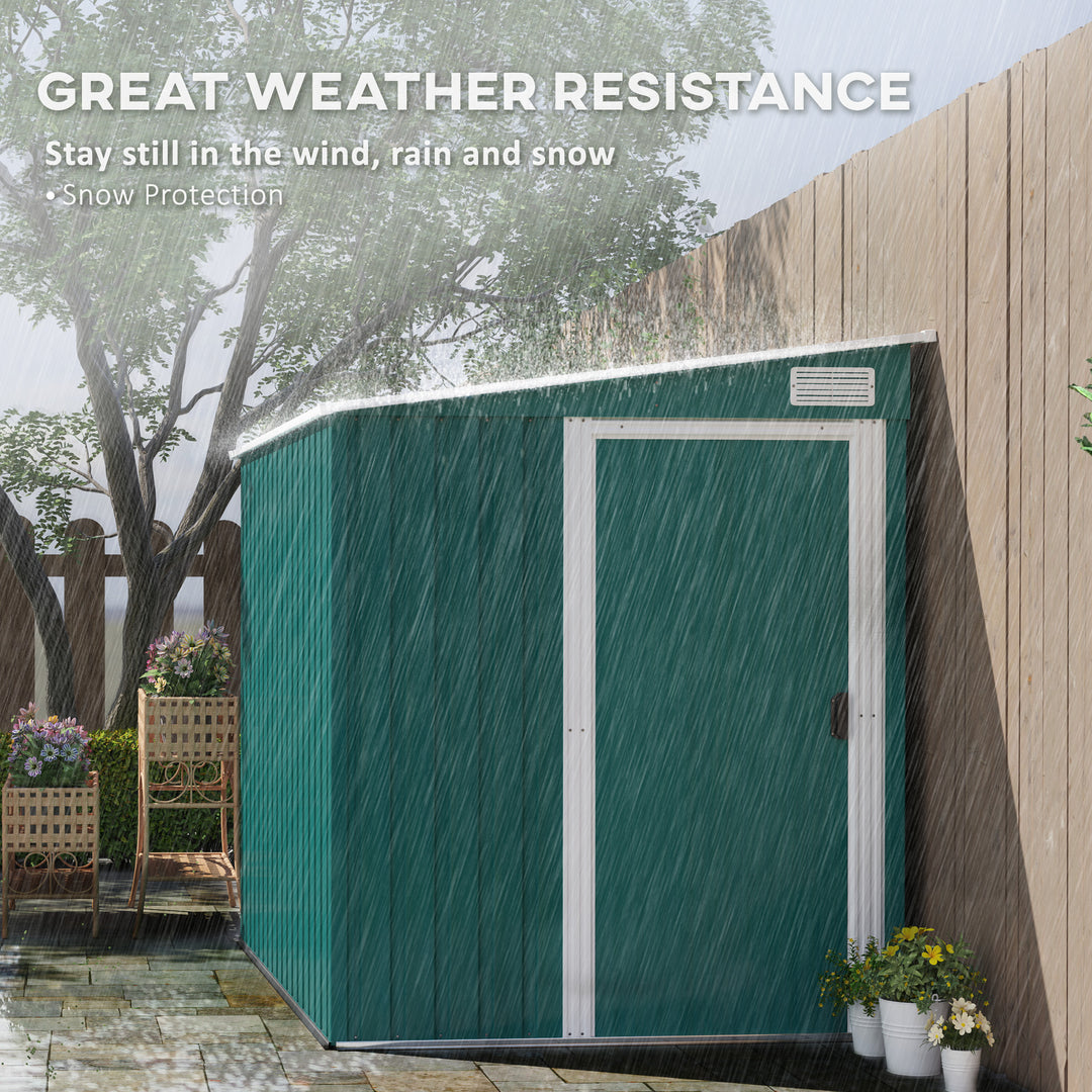 7 x 5ft Galvanised Metal Shed, with Sliding Door - Green