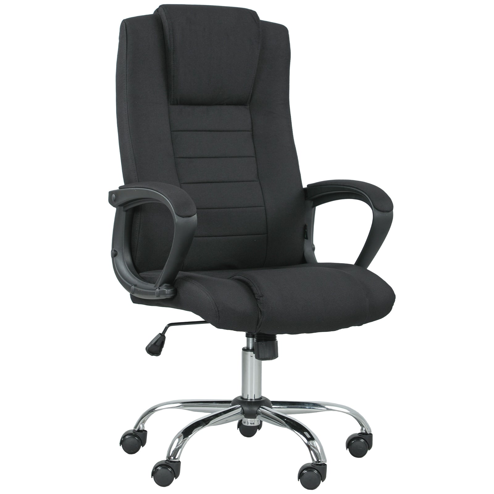 Linen-Look Swivel Office Chair - Black