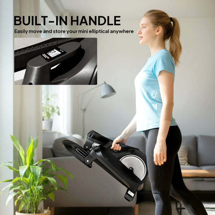 Under Desk Elliptical Machine with LCD Monitor, 8 Adjustable Magnetic Resistances for 2-in-1 Seat &amp; Stand Up Exercise