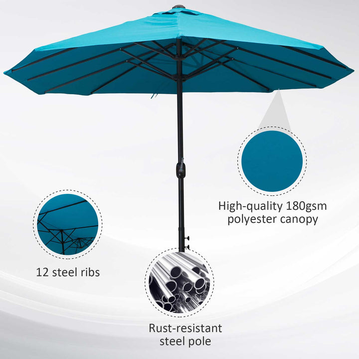 4.6m Double Garden Parasol - Sky Blue