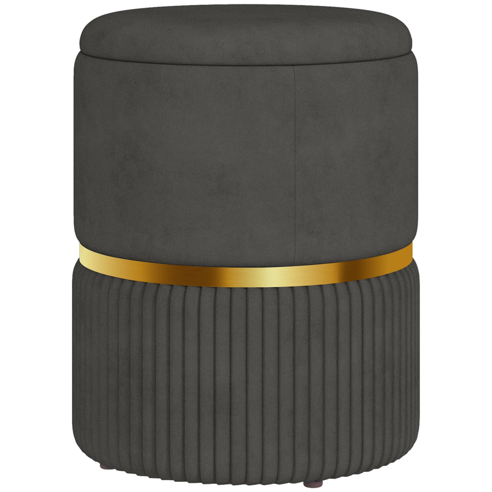 Velvet-Feel Storage Ottoman - Grey