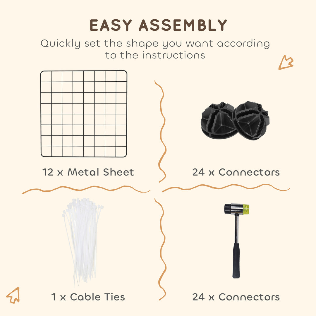 MCL DIY Pet Playpen Metal Wire Fence 12 Panel Enclosure Indoor Outdoor Guinea Pig Bunny Small Animals Cage Black