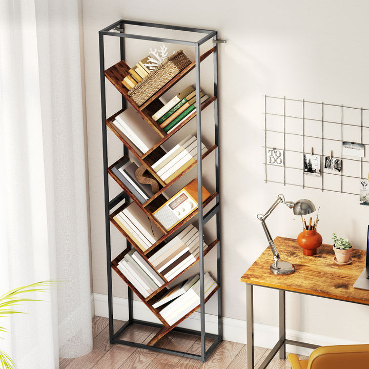 MCL 10 Shelf Industrial-Style Bookshelf - Black/Brown