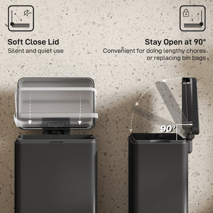 20L Kitchen Bin with Soft-Close Lid and Stay-Open Function, Stainless 
