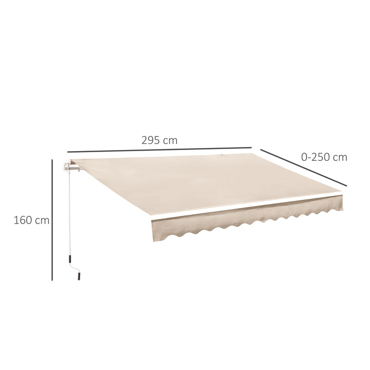 Manual Retractable Awning, 3x2.5 m-Ivory White