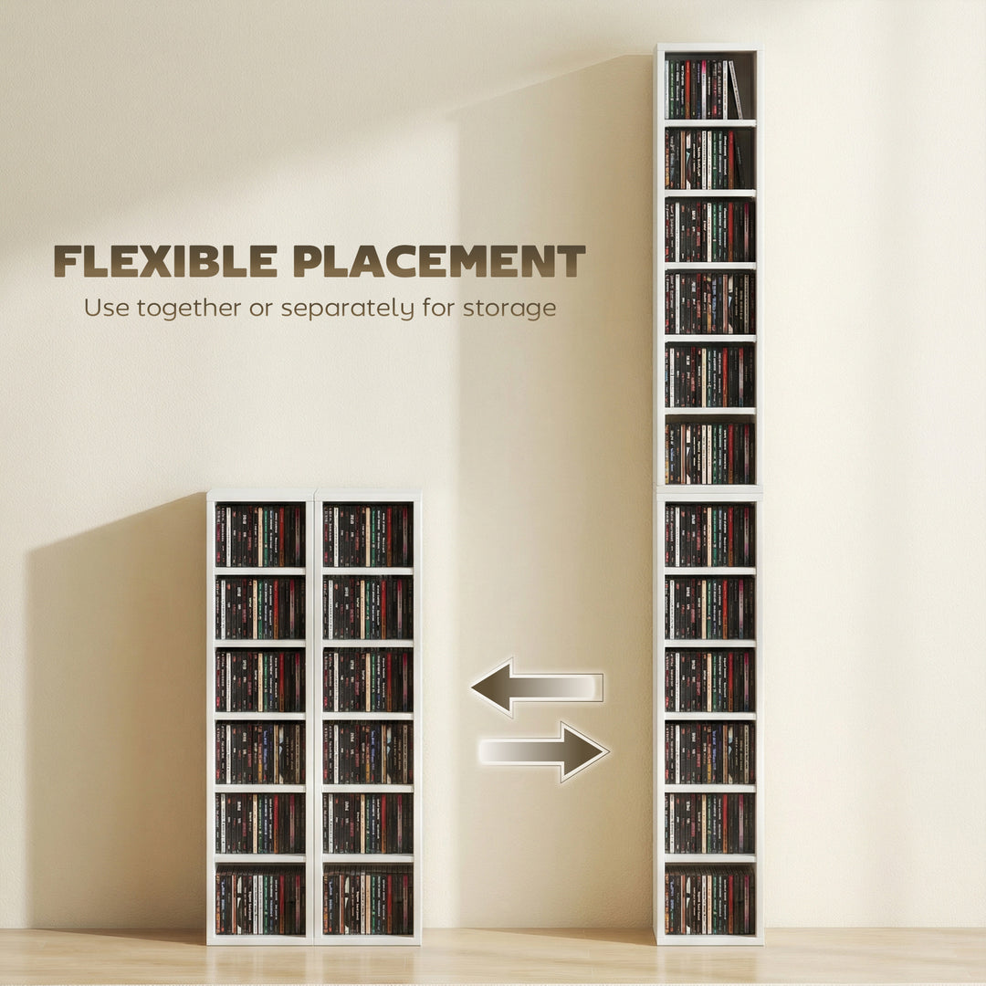 Set of 2 CD Media Display Shelf Unit Tower Rack with Adjustable Shelve