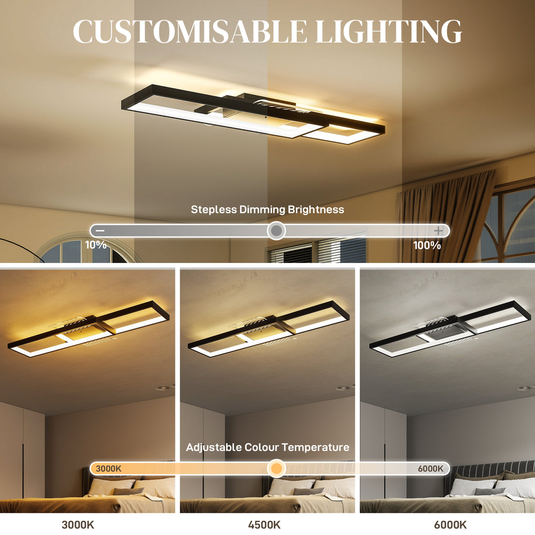 LED Ceiling Light, Modern Dimmable Ceiling Light with Wall Switch &amp; Remote Control, Flush Mount Ceiling Lamp with 3000-6000K Colour Temperatures for Living Room, Bedroom